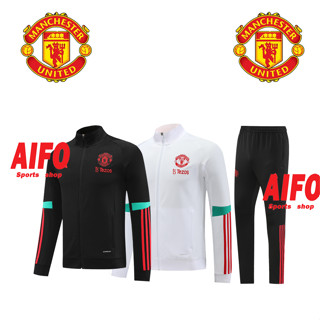 Mu MAN U 2023 เสื้อแจ็กเก็ต แขนยาว ฝึกซ้อมฟุตบอล เสื้อแจ็กเก็ตกีฬา กางเกงฟุตบอล ชุดสูท สําหรับผู้ชาย