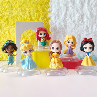 โมเดลฟิกเกอร์ PVC อนิเมะเจ้าหญิงดิสนีย์ Snow White Jasmine Rapunzel Cinderella Bella Little Mermaid Ariel Q Version สําหรับตกแต่งเค้ก จํานวน 6 ชิ้น ต่อชุด