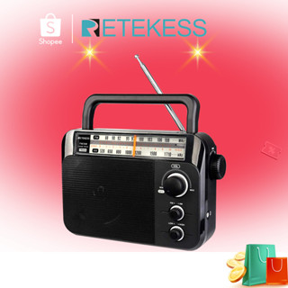 Retekess TR604 วิทยุ FM AM แบบพกพา แจ็คหูฟัง 3.5 มม. (สีดํา)