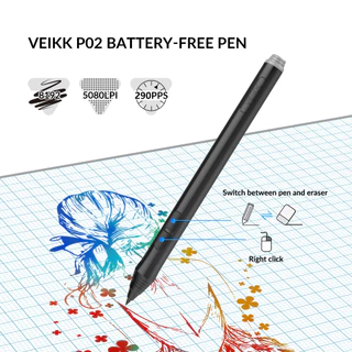 ส่งเร็วจากไทย (VEIKK's Official store) VEIKK เมาส์ปากกาดิจิตอล รุ่น A15PRO สำหรับ แท็บเล็ต วาดภาพ พิมพ์แบบเต็มจอ ขนาด 10x6 นิ้ว ความไวแรงดัน 8192