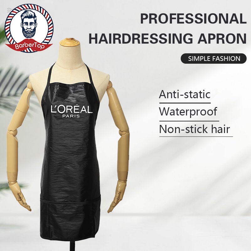 สปอตสปอตสปอต #Hairdressing และตัดผมช่างทํางานเครื่องแบบกันน้ําและป้องกันการเปรอะเปื้อนด้านเดียวผ้ากันเปื้อนน้ํามันอบผ้ากันเปื้อนช่างร้านชานมหม้อไฟร้านอาหารกระโปรงแขวน