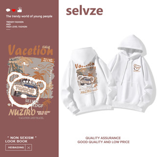 SELVZE （พร้อมส่งจากกทม มาถึงใน 3วัน）print T-shirt  หมีน้อยสวยวินเทจพิมพ์แขนยาว เสื้อฮู้ดแบบบาง A1979