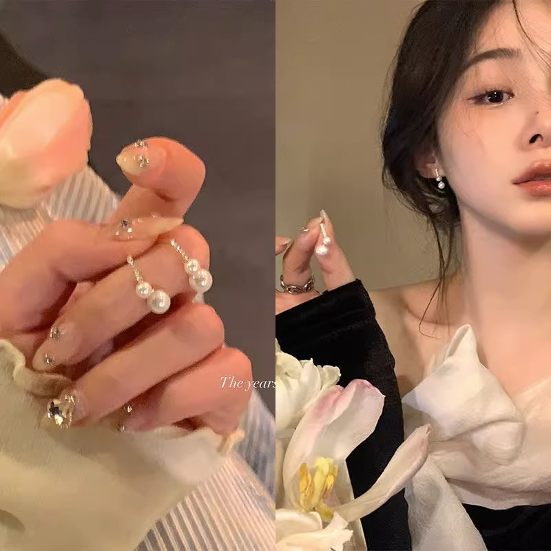 ต่างหูมุก ประดับเพชร สวยหรู แฟชั่นเกาหลีใต้ ของขวัญวันเกิด สําหรับนักเรียนหญิง