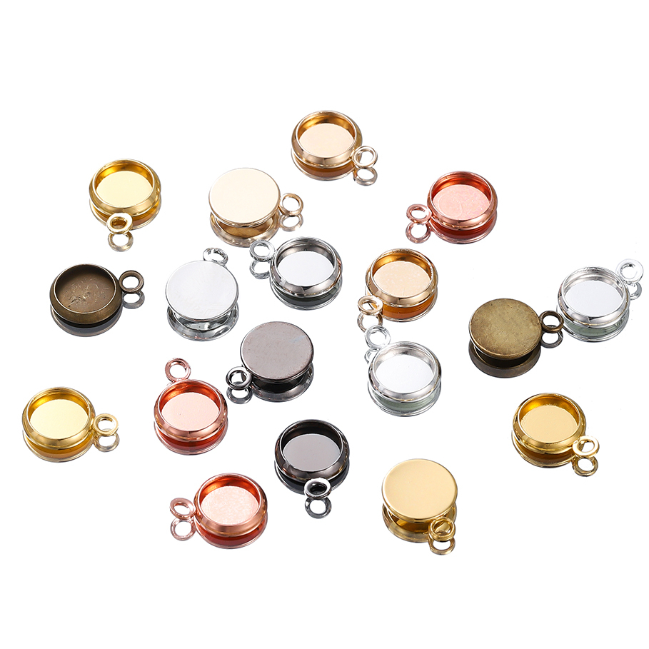 St.kunkka 20 ชิ้น จี้ฐานโดมเงิน ทรงกลมแบน 8 มม. สีทอง