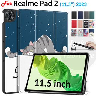 ใหม่ เคสหนัง PU ฝาพับแม่เหล็ก พร้อมช่องใส่บัตร และขาตั้ง สําหรับ Realme Pad 2 11.5 นิ้ว 2023 Pad2