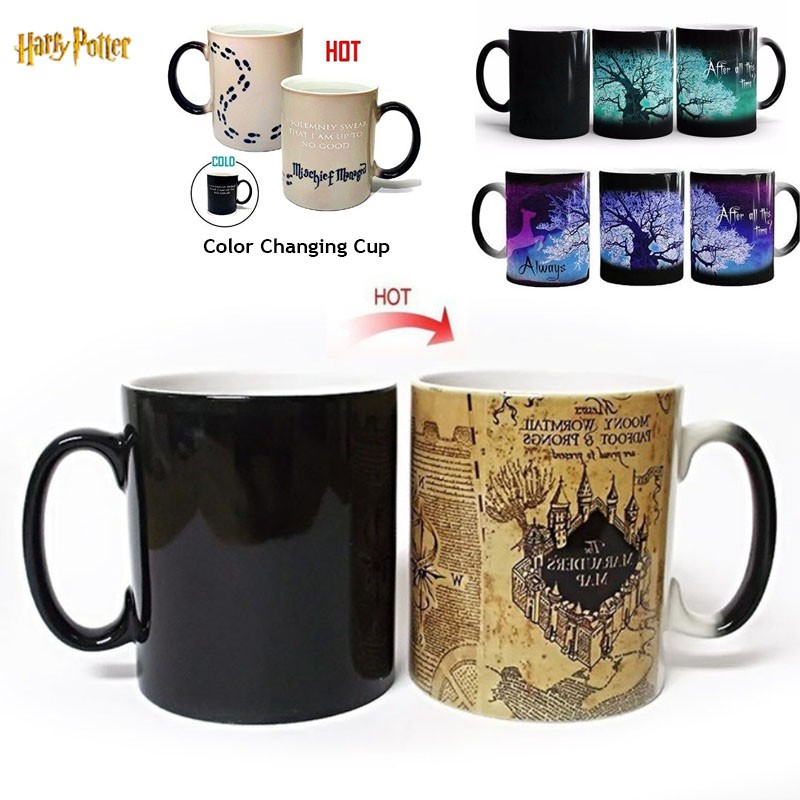 Potter ความแปลกใหม่ความร้อนเปลี่ยนสีเปลี่ยนถ้วยชา Maradeers แผนที่ Hedwig แก้วนกฮูกสําหรับ Potter หัว