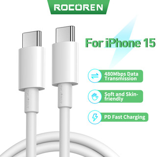 Rocoren PD 20W สายเคเบิล USB Type C สําหรับ iPhone 15 Pro Max USB-C ชาร์จเร็ว สําหรับ Macbook สายเคเบิล USBC