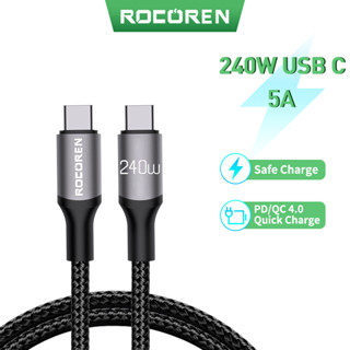 Rocoren สายชาร์จ USB Type C 240W เป็น USB C PD 3.1 100W 5A 2 ม. 3 ม. สําหรับ MacBook Pro แล็ปท็อป Xiaomi