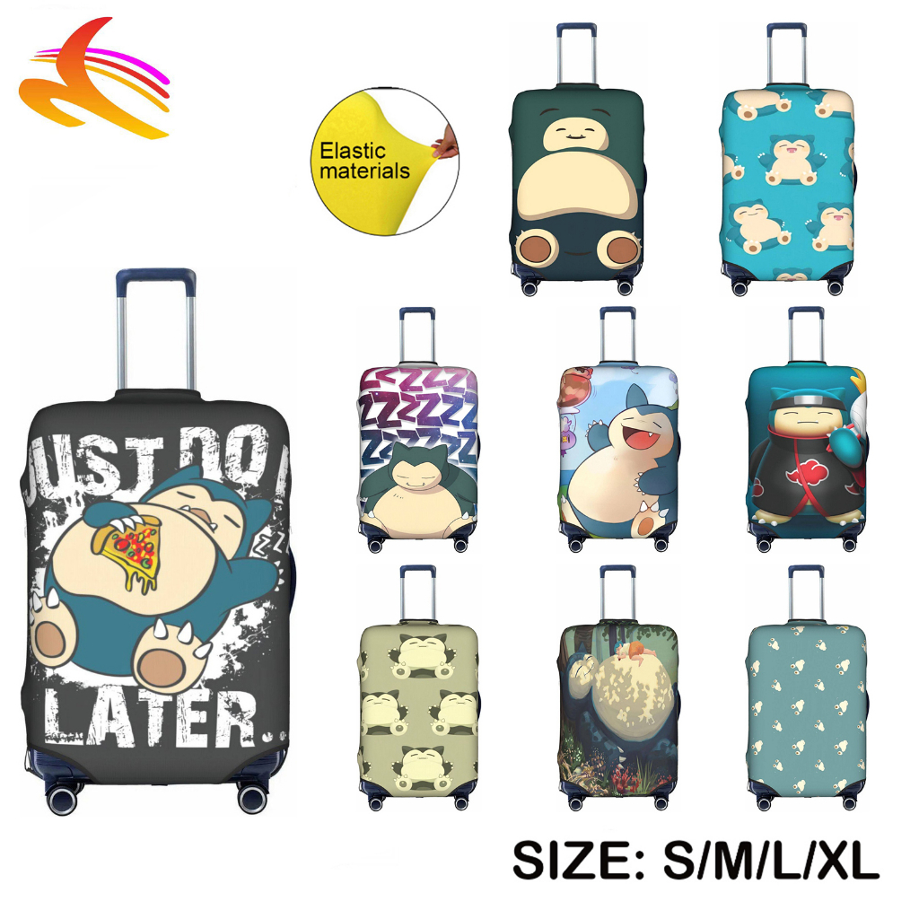 【พร้อมส่ง】ผ้าคลุมกระเป๋าเดินทาง แบบยืดหยุ่น ซักทําความสะอาดได้ ลายโปเกมอน Snorlax สําหรับ 18-32 นิ้ว