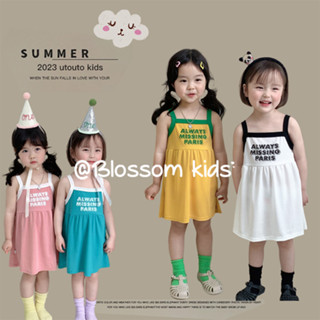 Blossom Kids childrens sundress สายเอี๊ยมเด็กผู้หญิง ชุดเด็ก sundress เด็ก กระโปรงพิมพ์ลายตัวอักษร