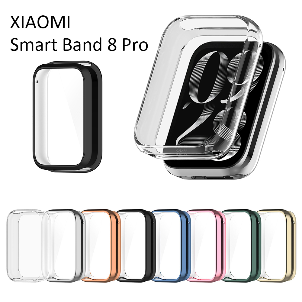 สําหรับเคส Xiaomi Smart Band 8 Pro แบบเต็มหน้าจอนุ่มใสชุบสีเคสแฟชั่นฝาครอบ