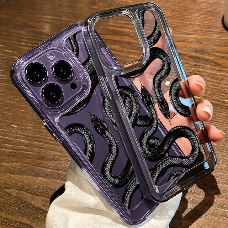 เคสโทรศัพท์ซิลิโคน TPU ใส แบบนิ่ม ลายงู กันกระแทก สําหรับ iPhone 14 11 12 13 Pro Max XS XR X 7 8 6S Plus