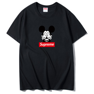 เสื้อยืดแขนสั้น คอกลม พิมพ์ลาย supreme แฟชั่นสําหรับผู้ชาย และผู้หญิง