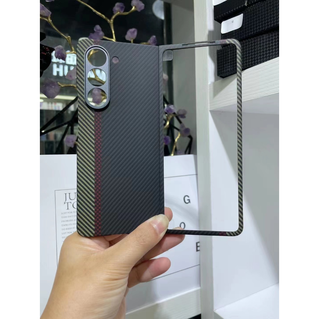 เคสคาร์บอนไฟเบอร์จริงสําหรับ Samsung Galaxy Z Fold 5 เคส Ultra-thin Anti-fall Aramid fiber cover สําหรับ Galaxy Z Fold 5 กรณี