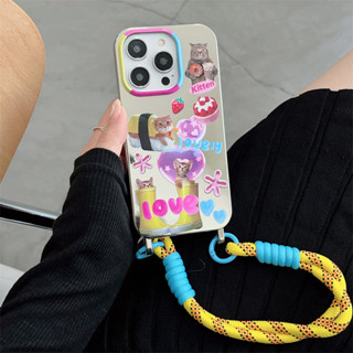 เคสโทรศัพท์มือถือ TPU แบบนิ่ม ลายแมวซูชิ มีสายคล้อง สําหรับ iphone 14 Pro Max 13 Pro Max 12 Pro Max