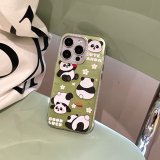 เคสซิลิโคนนิ่ม ลายการ์ตูนแพนด้าน่ารัก สําหรับ iPhone 15 pro max 14 pro 13 pro max 12 pro iPhone 11