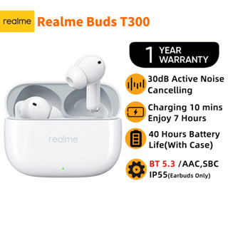 Realme Buds T300 หูฟังไร้สาย 30dB ตัดเสียงรบกวน บลูทูธ 5.3 TWS แบตเตอรี่ 40 ชั่วโมง IP55