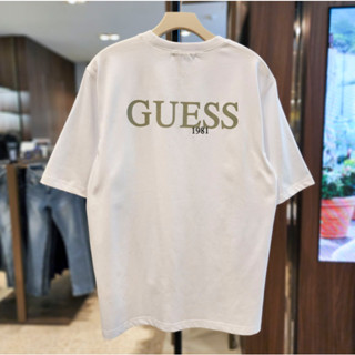 Guess ใหม่ เสื้อยืดคอกลม แขนสั้น ทรงหลวม สีขาว สําหรับทุกเพศ