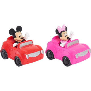 Disney Junior Mickey Mouse on The Move Vehicles 2-Pack Set, Mickey and Minnie Mouse Articulated Figures and Cars, by Just Play ชุดฟิกเกอร์ Disney Junior Mickey Mouse on The Move Vehicles สําหรับรถยนต์ 2 แพ็ค