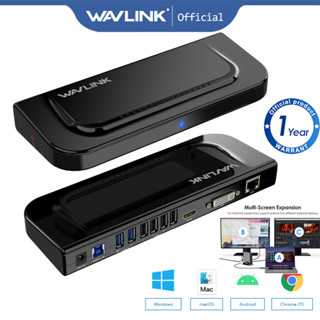 Wavlink ฮับเชื่อมต่อแล็ปท็อป 13-in-1 USB 4 HDMI และ DVI VGA Gigabit Ethernet 6 พอร์ต USB