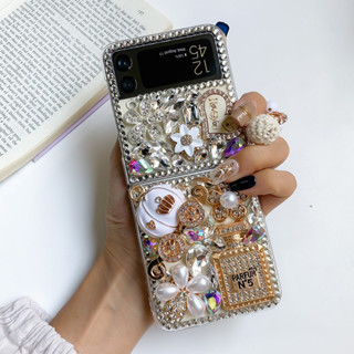 เคสโทรศัพท์มือถือแบบนิ่ม ลายฟักทอง ประดับเพชร ระยิบระยับ สําหรับ Samsung Galaxy Z Flip Z Flip 5 Flip 3 Z Flip 4