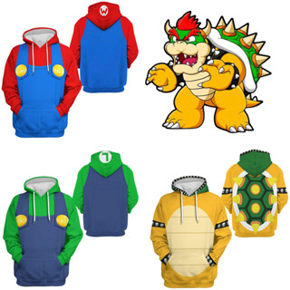 เสื้อกันหนาวแขนยาว มีฮู้ด พิมพ์ลาย Super Mario Bros 3 มิติ สําหรับผู้ใหญ่ ทุกเพศ