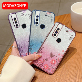 เคสมือถือ แบบนิ่ม ลายผีเสื้อ ดอกไม้ กลิตเตอร์ สําหรับ vivo V15 vivo V15