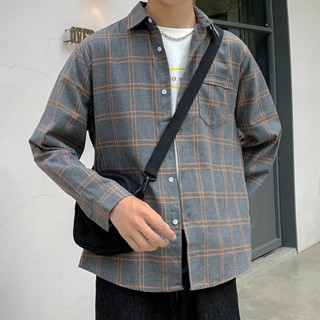 เสื้อเชิ้ตแขนยาวลําลอง คอสี่เหลี่ยม ทรงหลวม ลายสก๊อต เข้ากับทุกการแต่งกาย สไตล์ญี่ปุ่น และฮ่องกง แฟชั่นฮาราจูกุ สําหรับผู้ชาย