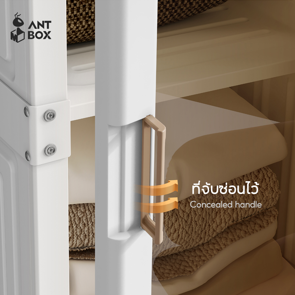 ANTBOX [พร้อมส่ง!! ] ตู้เสื้อผ้า 15 ช่อง 3 แขวน 890L ประตูใสโปร่งแสงมองเห็นด้านในได้ สไตล์โมเดิร์น เหมาะกับการแต่งห้องทุกสไตล์ - รูปที่ 5