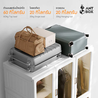 ANTBOX [พร้อมส่ง!!] ตู้เสื้อผ้า 6-15 ช่อง 1-3 แขวน ติดตั้งง่าย ประตูใสโปร่งแสงมองเห็นด้านในได้ สไตล์โมเดิร์น เหมาะกับการแต่งห้องทุกสไตล์