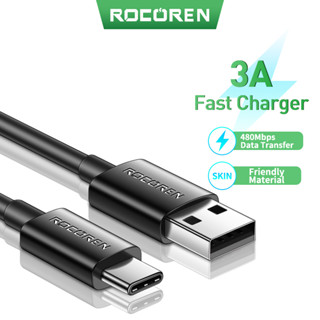 Rocoren สายชาร์จ USB Type C 3A ชาร์จเร็ว สําหรับ Xiaomi Mi Redmi Note Samsung S23 S22 S21