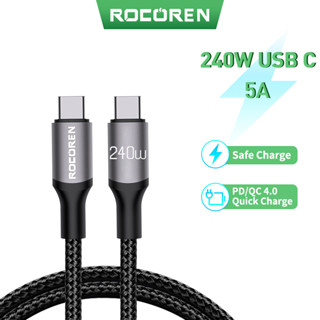 Rocoren สายชาร์จ 240W Type C เป็น Type C PD 3.1 100W ชาร์จเร็ว สําหรับ MacBook Pro Laptop Xiaomi Cable