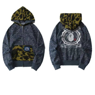 ใหม่ พร้อมส่ง BAPE เสื้อโค้ทยีน มีฮู้ด ลายพราง สีฟ้า พร้อมหมวก สําหรับผู้ชาย 2023