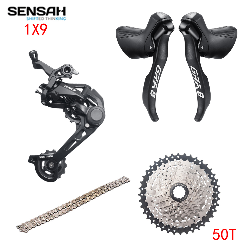 SENSAH GRA 1x9 Speed, 9s Road Groupset, R/L Shifter + ตีนผีหลัง, กรวด-bikes Cyclo-Cross
