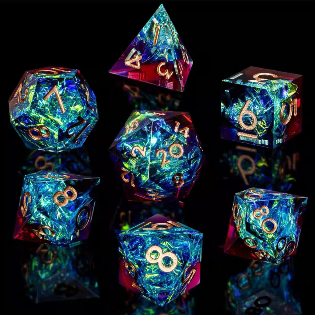 เรซิ่น DND ชุดลูกเต๋า D&D, Dungeons & Dragons ลูกเต๋าพร้อมกล่อง, ลูกเต๋าเล่นตามบทบาท Polyhedral 7 ชิ