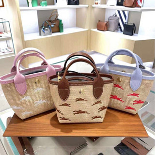 พร้อมส่ง ของแท้ 100% Longchamp กระเป๋าถือ กระเป๋าสะพายไหล่ ทรงโท้ท ขนาดมินิ ปักลาย สําหรับสตรี 2023