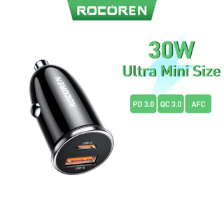 Rocoren อะแดปเตอร์ชาร์จในรถยนต์ USB Type C 30W QC PD ชาร์จเร็ว สําหรับ iPhone 14 Pro Max 13 Samsung Xiaomi Poco