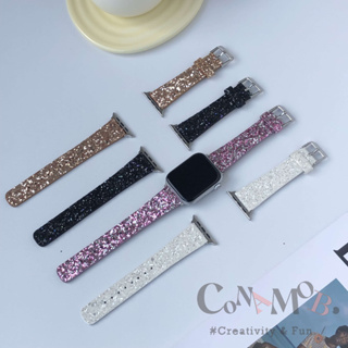 สายนาฬิกาข้อมือหนัง แวววาว สําหรับ iWatch series 8 7 6 5 SE 4 3 2 41 มม. 45 มม. 49 มม. 38 มม. 40 มม. 42 มม. 44 มม.