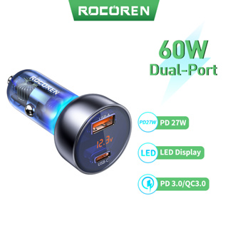 Rocoren อะแดปเตอร์ชาร์จ USB 60W PD QC Type C ชาร์จเร็ว สําหรับ iPhone 14 13 12 iPad Xiaomi Samsung Huawei