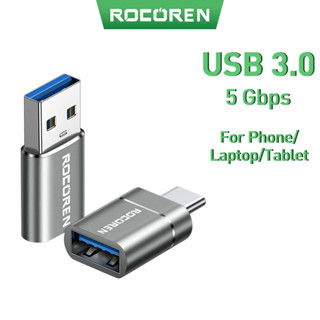 Rocoren อะแดปเตอร์แปลง OTG USB Type C ตัวผู้ เป็น USB A 3.0 ตัวเมีย สําหรับ MacBook Samsung S22 S20 Android TypeC USBC OTG