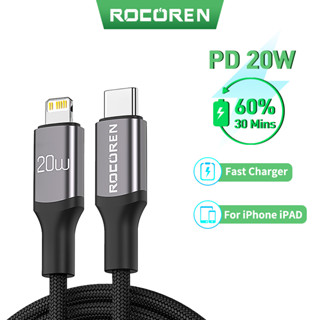 Rocoren PD 20W USB C สายเคเบิล สําหรับ iPhone 14 13 12 Pro Max X XR Mini ชาร์จเร็ว สายชาร์จ Type C สําหรับ iPad USBC สายเคเบิลข้อมูล