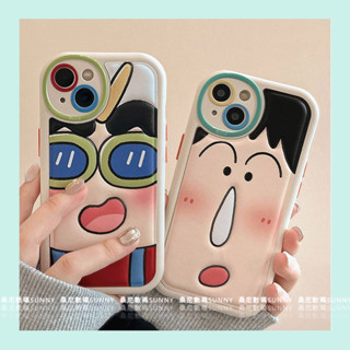 เคสโทรศัพท์มือถือหนัง ลายการ์ตูนชินจัง สามมิติ กันกระแทก สําหรับ iphone 15 14 13 1