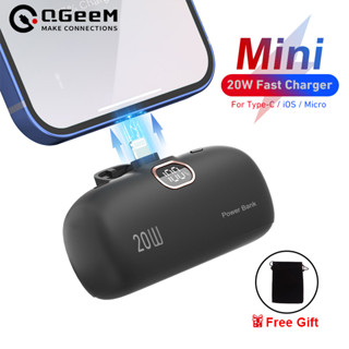 Qgeem พาวเวอร์แบงค์ 5000mAh PD20W Type-c ขนาดเล็ก ชาร์จเร็ว สําหรับ iPhone Android