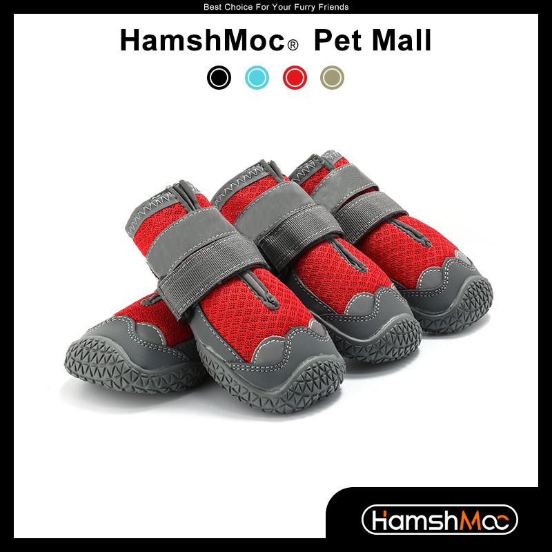 HamshMoc รองเท้าสุนัขรองเท้าสุนัขระบายอากาศรองเท้าสุนัข Booties พร้อมสะท้อนแสงทนทาน Anti-Slip Sole สําหรับวิ่งกลางแจ้งเดินป่า
