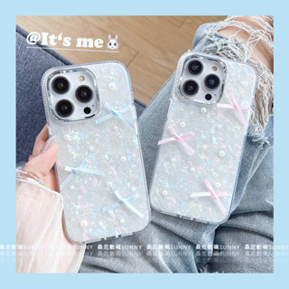 เคสโทรศัพท์มือถือ ประดับโบว์ ไข่มุก สไตล์เกาหลี สําหรับ iphone 15 14 13 11 12 pro max