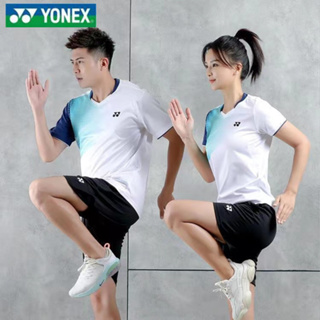 Yonex เสื้อกีฬาแบดมินตัน แขนสั้น ระบายอากาศ แห้งเร็ว สําหรับผู้ชาย และผู้หญิง