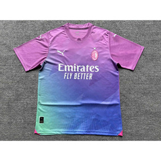 เสื้อกีฬาแขนสั้น ลายทีมชาติฟุตบอล Milan Second Away Match 23 24 AC คุณภาพสูง ไซซ์ S - 4XL