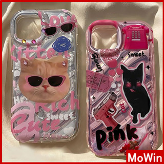 Mowin - เข้ากันได้สำหรับ เคสไอโฟน เคสไอโฟน11 เคส iphone 11เคสระลอกน้ำเลเซอร์ใสเคส TPU นิ่ม มุมมองด้านหลังแมวดำน่ารักกันกระแทก ใช้ได้กับ iPhone 13 Pro max 12 Pro Max 11 xr xs 7Plus 8Plus