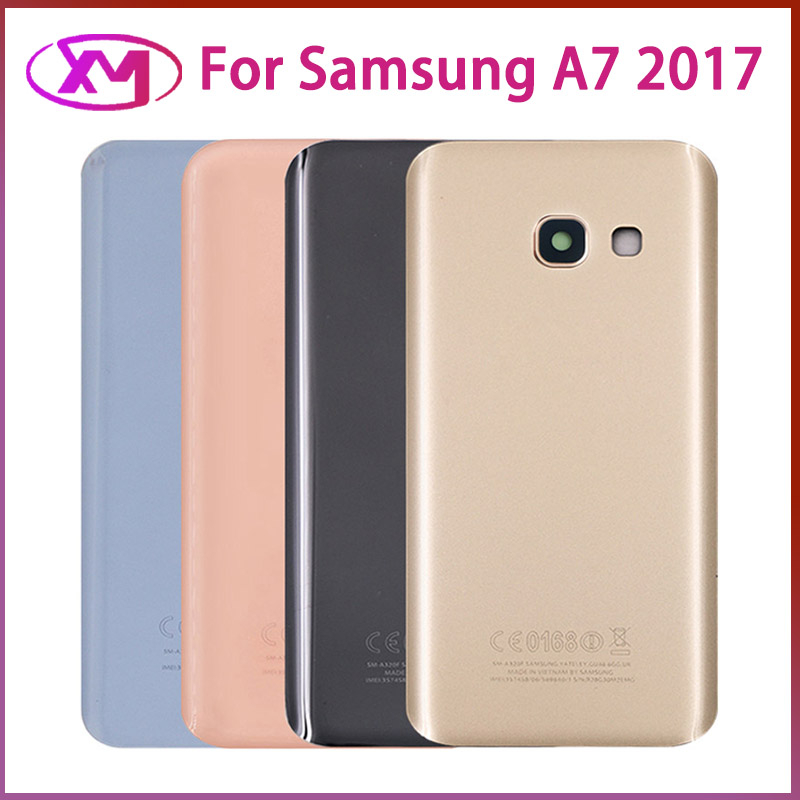 สําหรับ Samsung Galaxy A7 2017 A720 A720F SM-A720F ฝาหลังแบตเตอรี่ด้านหลังประตู 3D แผงกระจกกรณีกาวเล
