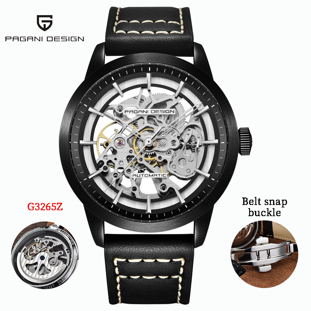 Pagani DESIGN นาฬิกาข้อมืออัตโนมัติ สายหนัง กันน้ํา สําหรับผู้ชาย G3265Z PD-1638